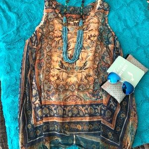 One World Boho tank tunic hippie art nouveau